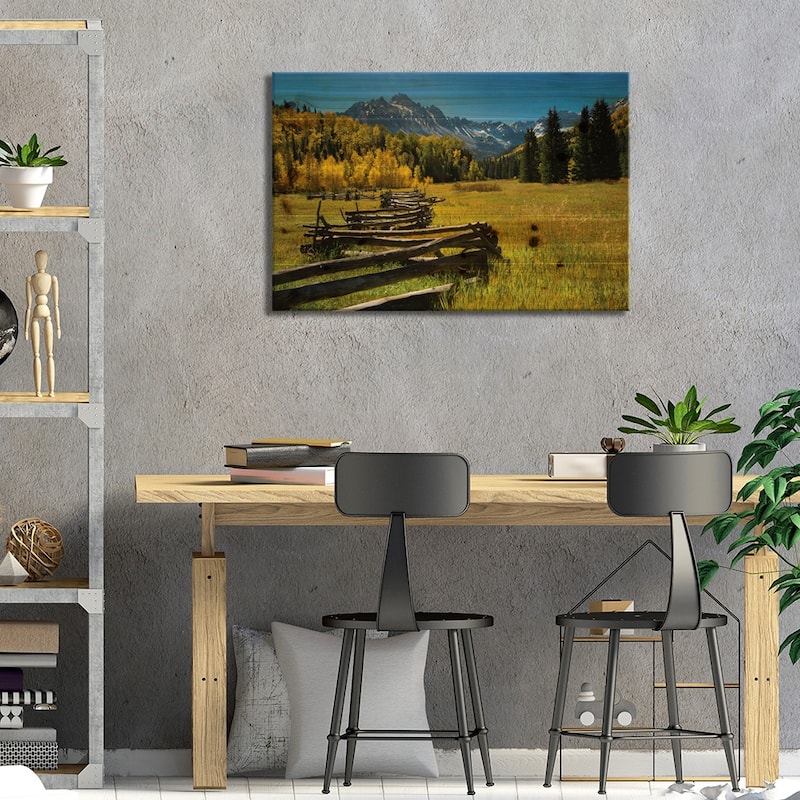 Wooden Fence In A Forest, Maroon Bells, Aspen, Pitkin County, Colorado, USA Print On Wood by Panoramic Images - Multi-Color