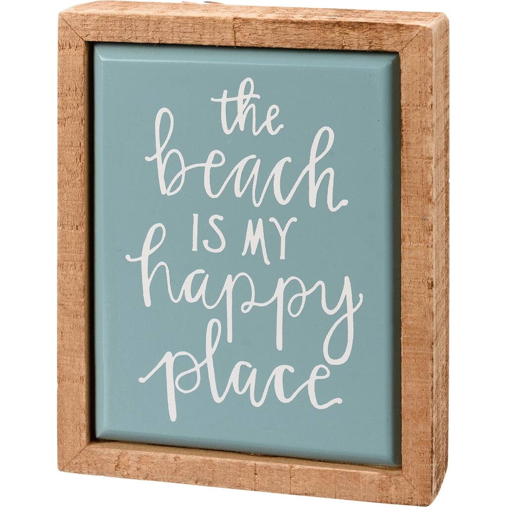The Beach is My Happy Place Box Shelf Mini Tier Tray Sign - Multi