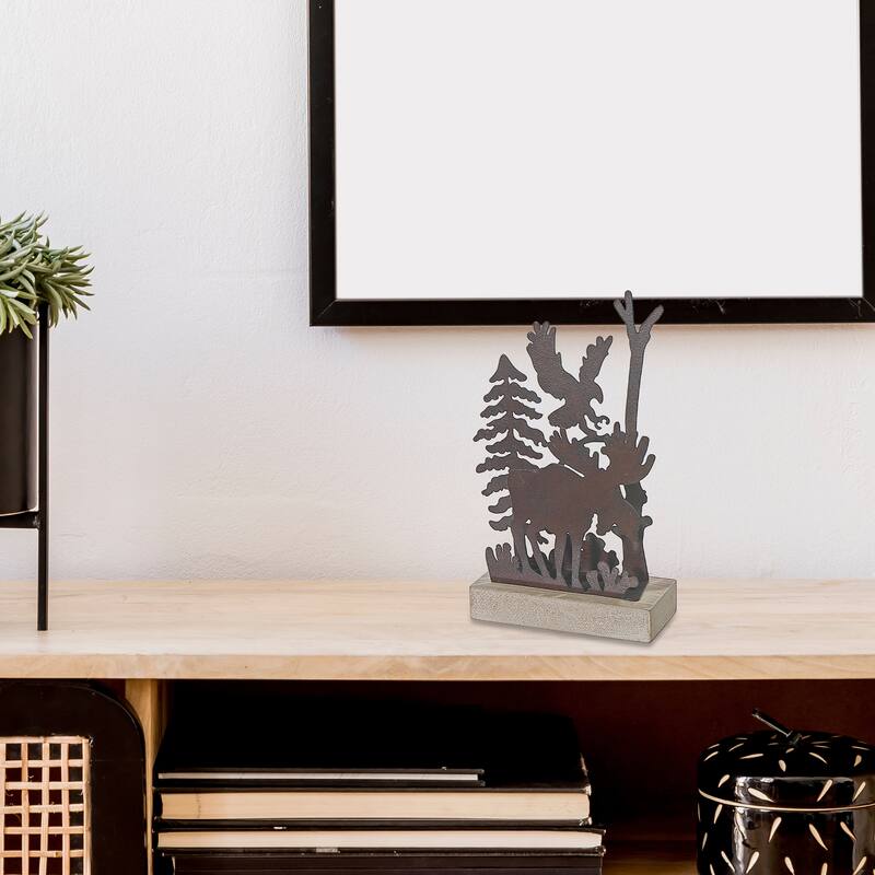 Metal And Wood Moose Small