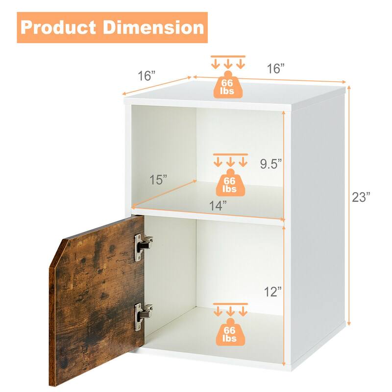 Gymax Set of 2 Nightstands Side End Table Storage Cabinet Shelf Living