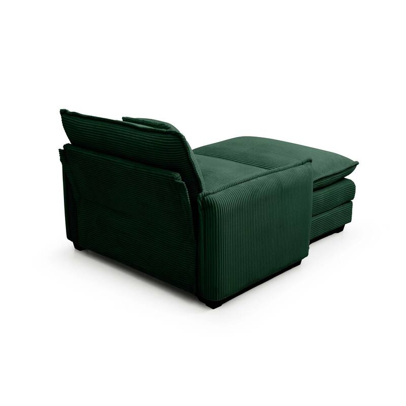 Ergonomic Corduroy Single Sofa Chair with Ottoman and Pillow