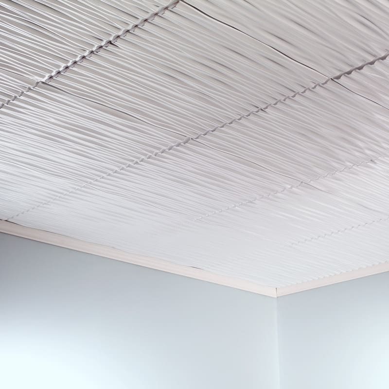 FASÄDE Dunes Horizontal Decorative Vinyl 2ft x 2ft Glue Up Ceiling Panel in Gloss White (5 Pack)