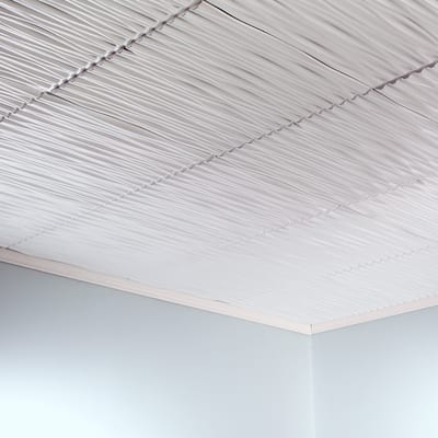 FASÄDE Dunes Horizontal Decorative Vinyl 2ft x 2ft Glue Up Ceiling Panel in Gloss White (5 Pack)