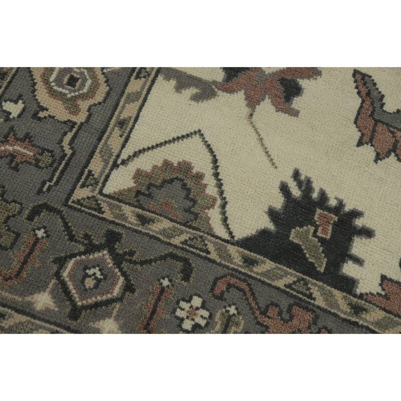 All-Over Floral Wool Oushak Indian Area Rug Hand knotted Geometric Carpet - 8' 10'' X 5' 11''