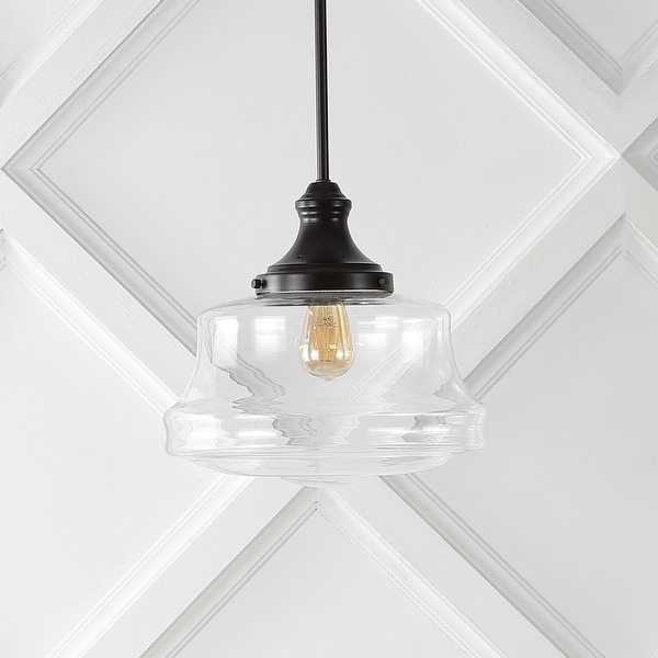 Olivier 14 1 Light Bohemian Farmhouse Iron Glass LED Pendant Oil Rubbed Bronze Clear by Jonathan Y