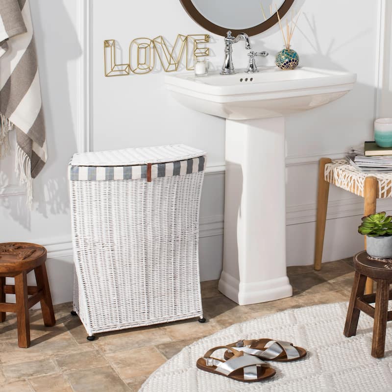 SAFAVIEH Hasiba Rattan Laundry Basket - 19.2" x 10.2" x 23.6" - 19Wx10Dx24H