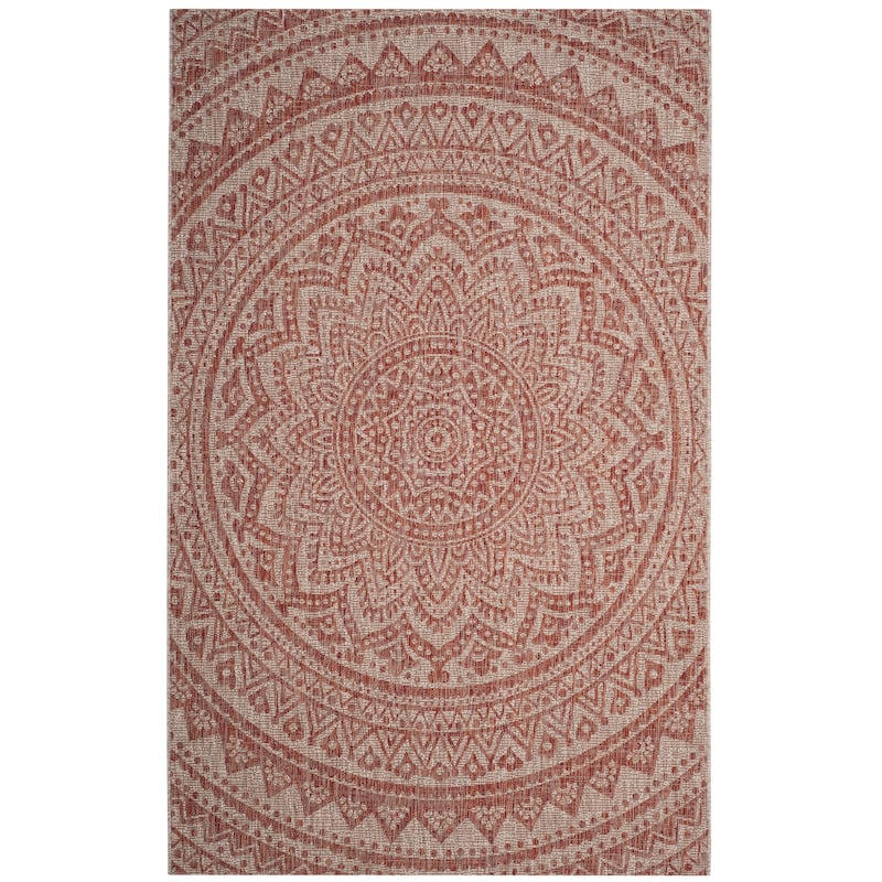 SAFAVIEH Courtyard Fran Mandala Indoor/ Outdoor Waterproof Patio Backyard Rug