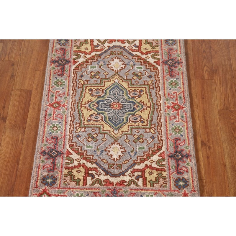 Heriz Serapi Oriental Rug Handmade Grey Wool Carpet - 2'0"x 3'0"