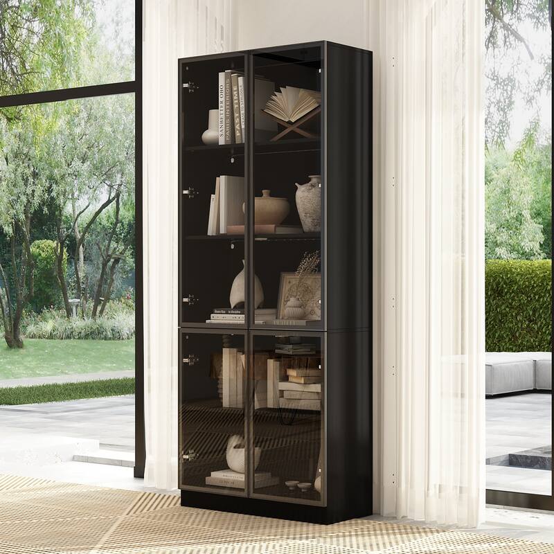 Tall Modular Display Storage Cabinet Bookcase w/Light Home Office
