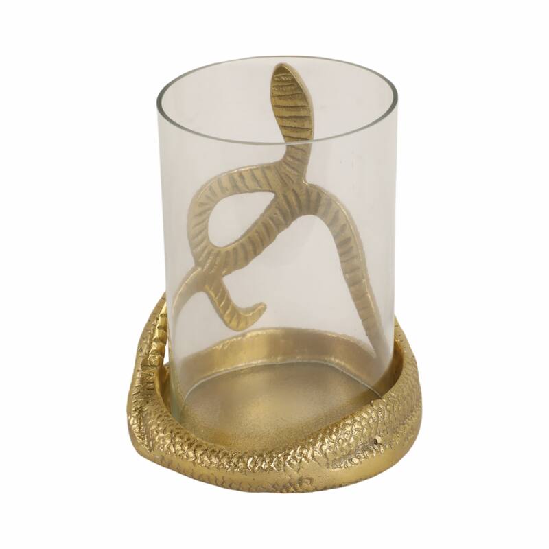 Modern Metal Snakaround Pillar Candle Holder for Home Decor - Gold