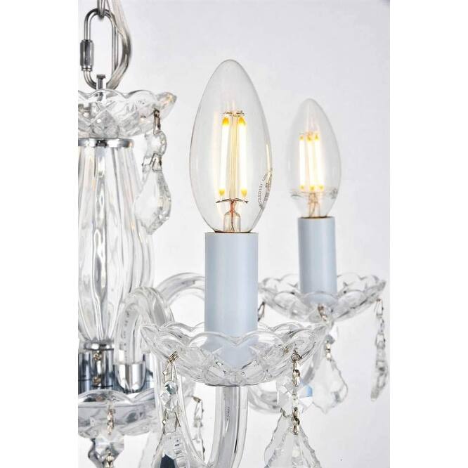 Chrome Pendant Light - 4-Light Rococo Style Crystal Chandelier for Dining Room - 12