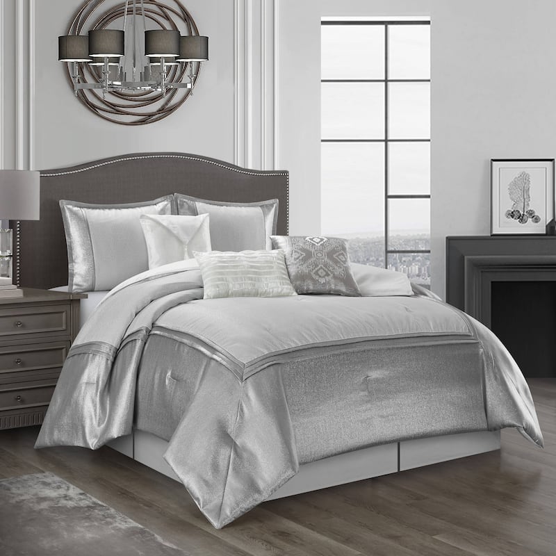 Nanshing Priscilla 7 Piece Modern Silver Comforter Set