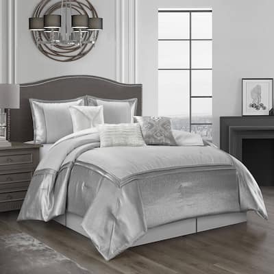 Nanshing Priscilla 7 Piece Modern Silver Comforter Set