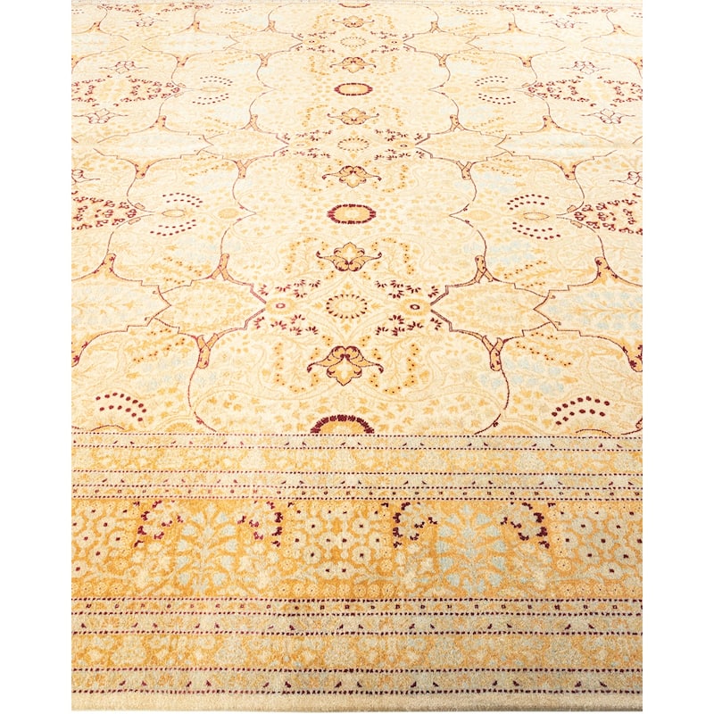 Overton Hand Knotted Wool Vintage Inspired Traditional Mogul Ivory Runner Rug