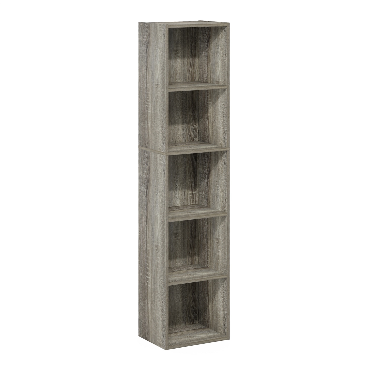 52 in. Tall French Oak Grey Wood 5-Shelf Bookcase
