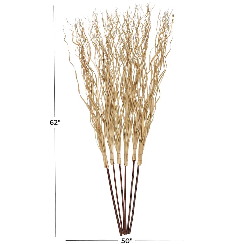 Palm Leaf Tall Home Decor Natural Foliage with Grass and Dark Brown Stems - Light Brown - Roche River Decor