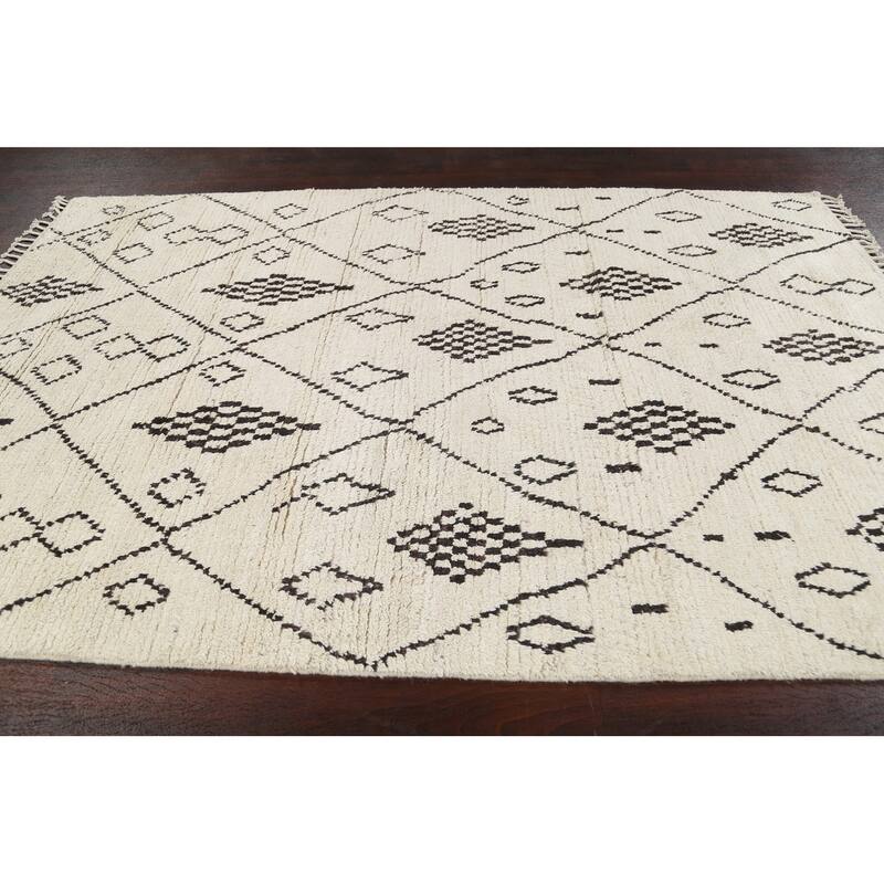 Tribal Vegetable Dye Moroccan Berber Oriental Area Rug Wool Handmade - 6'1" x 9'4"