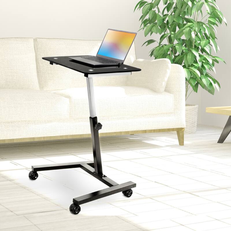 airLIFT 23.6" Tempered Glass Height Adjustable Mobile Laptop Desk Cart