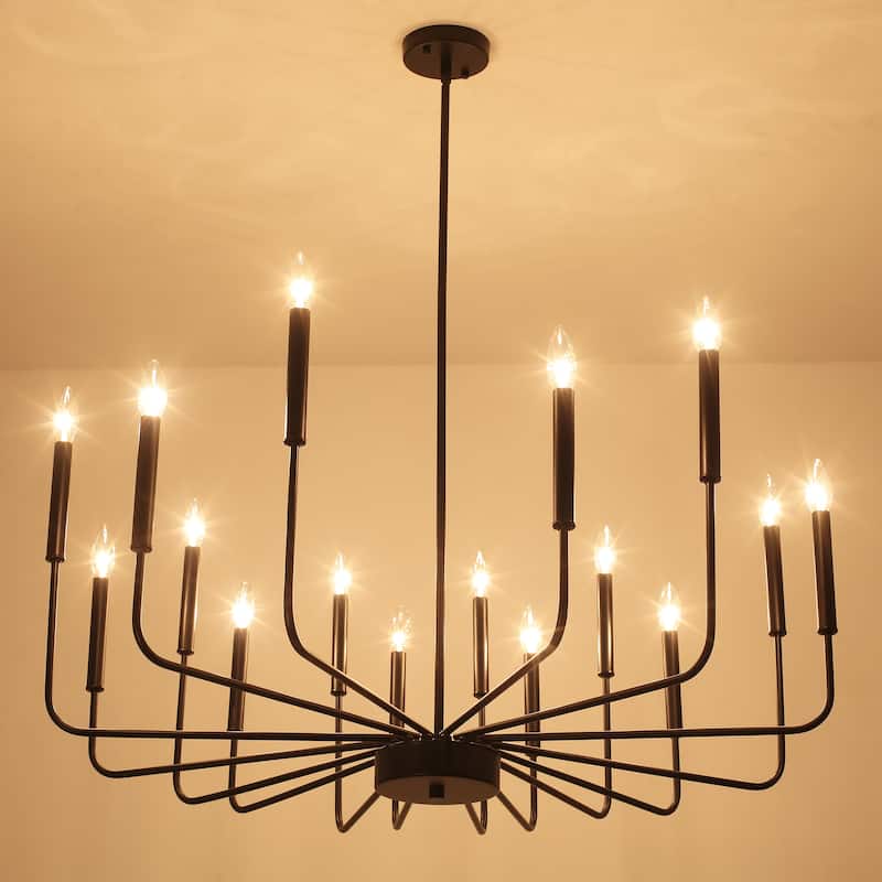 16-Light Metal Rustic Modern Candle Chandelier Fixturesfor Living Room Kitchen Foyer Bedroom