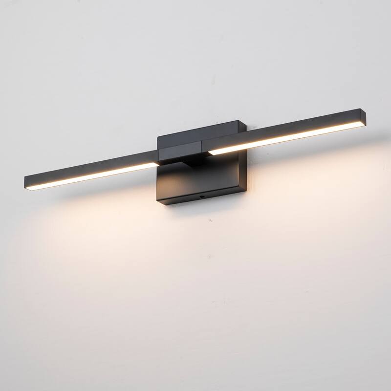 23.6" W Modern Matte Black/Stained Nickel 3000K Dimmable LED Bathroom Vanity Wall Light