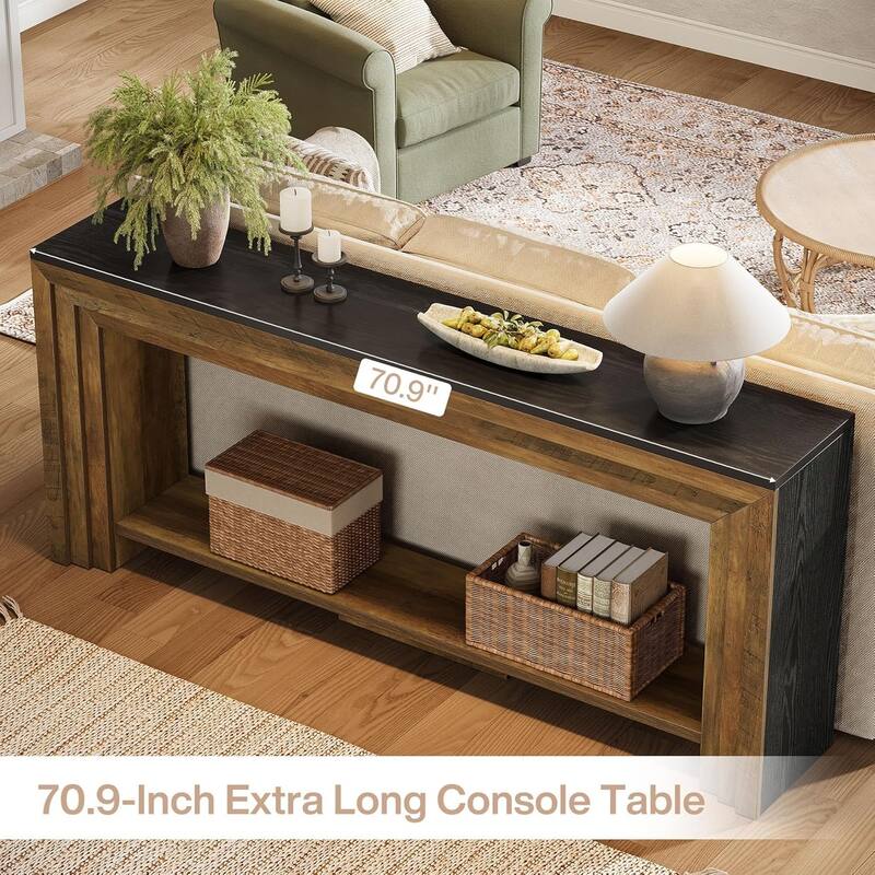 70.9-Inch Long Console Table, Farmhouse Sofa Table with Storage for Living Room, Entryway
