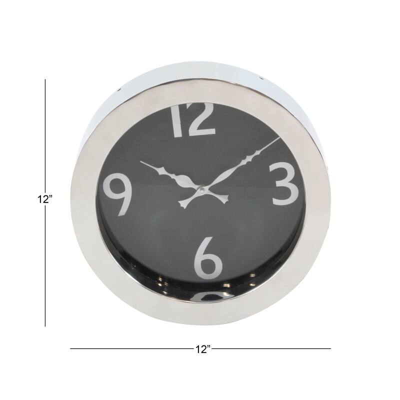 Silver Stainless steel Natural Wall Clock, 12 x 12 x 3 - 12 x 3 x 12 - 12 x 3 x 12