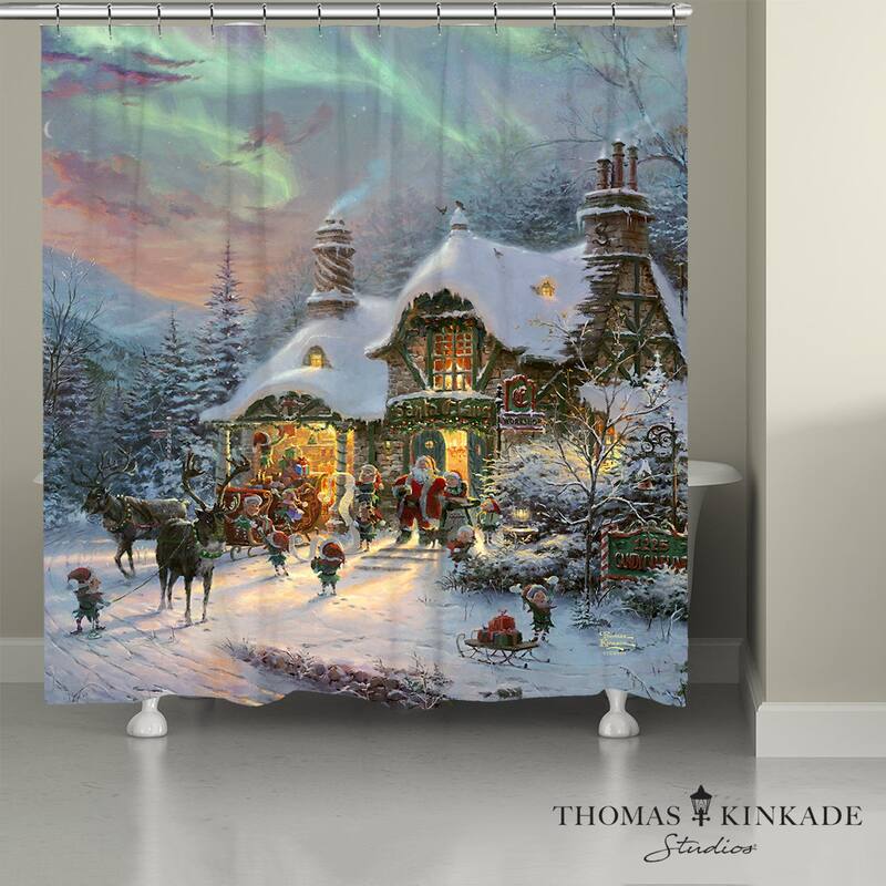 Thomas Kinkade Santa's Night Before Christmas Shower Curtain by Laural Home