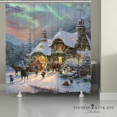 Thomas Kinkade Santa's Night Before Christmas Shower Curtain by Laural Home