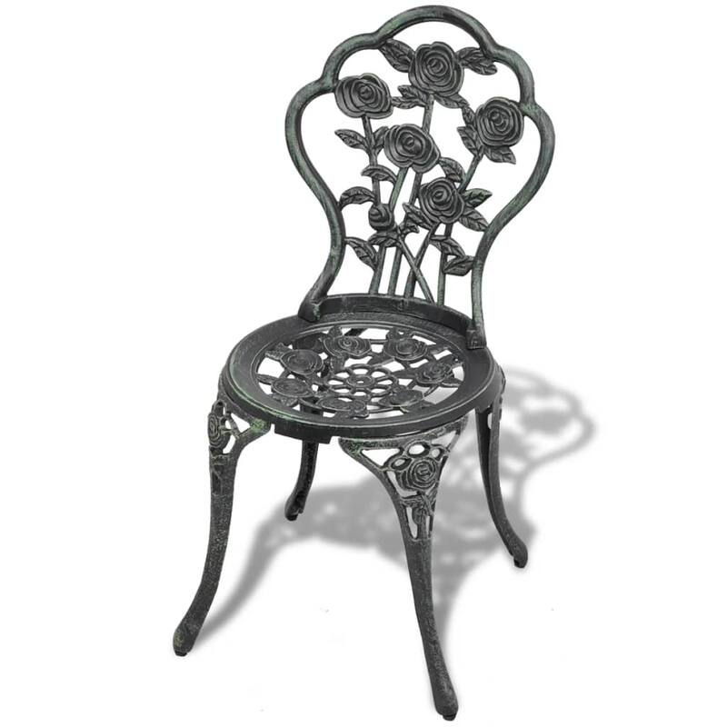 vidaXL Bistro Chairs Outdoor Garden Seating Patio Furniture 2 Pcs Cast Aluminum - 19.3 x 16.1 x 32.1