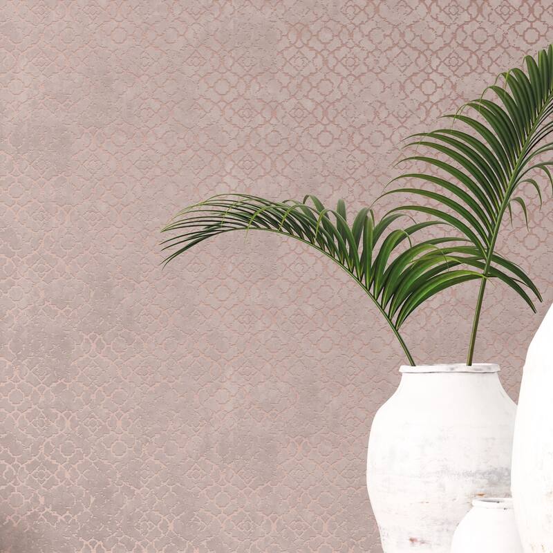 Galerie Wallcoverings Emporium 3D Embossed Aged Quatrefoil Non-woven Metallic Wallpaper Roll