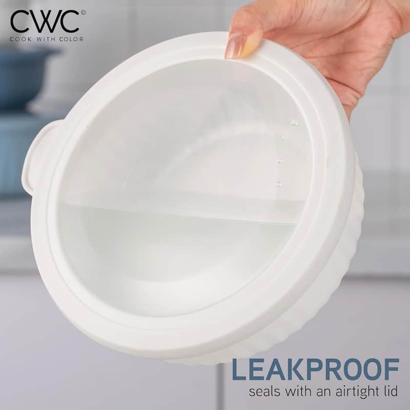 COOK WITH COLOR Prep Bowls with Lids- Wide and Deep Nesting Plastic Mixing Bowl Set with Lids 8 Piece Set, Black/White