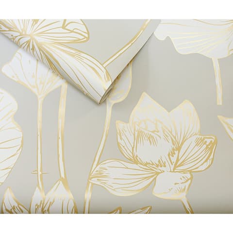 NextWall Lotus Floral Peel and Stick Wallpaper