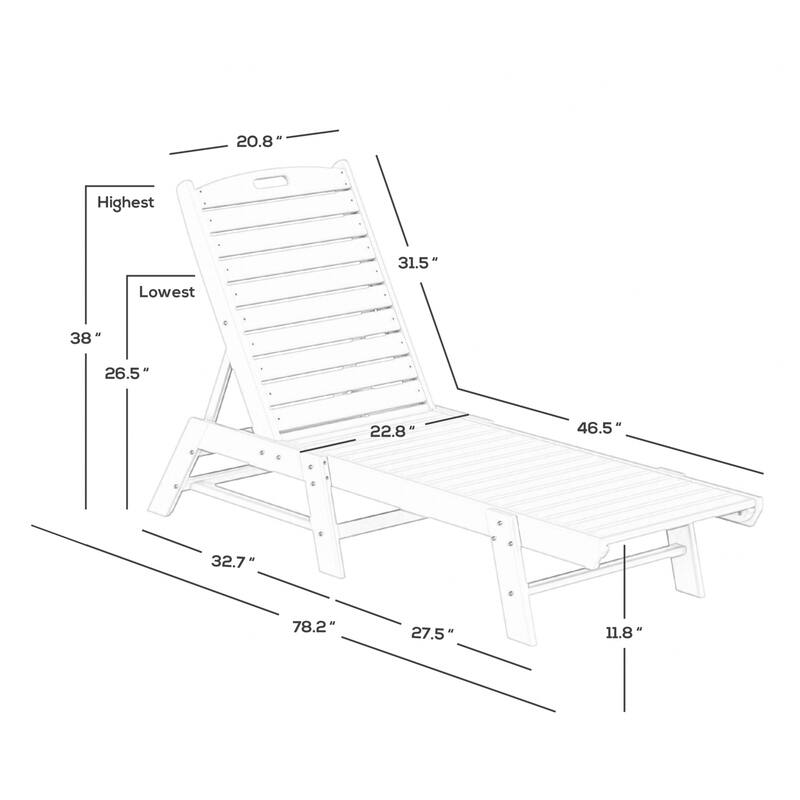 Laguna Hdpe All Weather Outdoor Patio Pool Reclining Armless Chaise Lounges With Square Side Table (3-Piece Set)