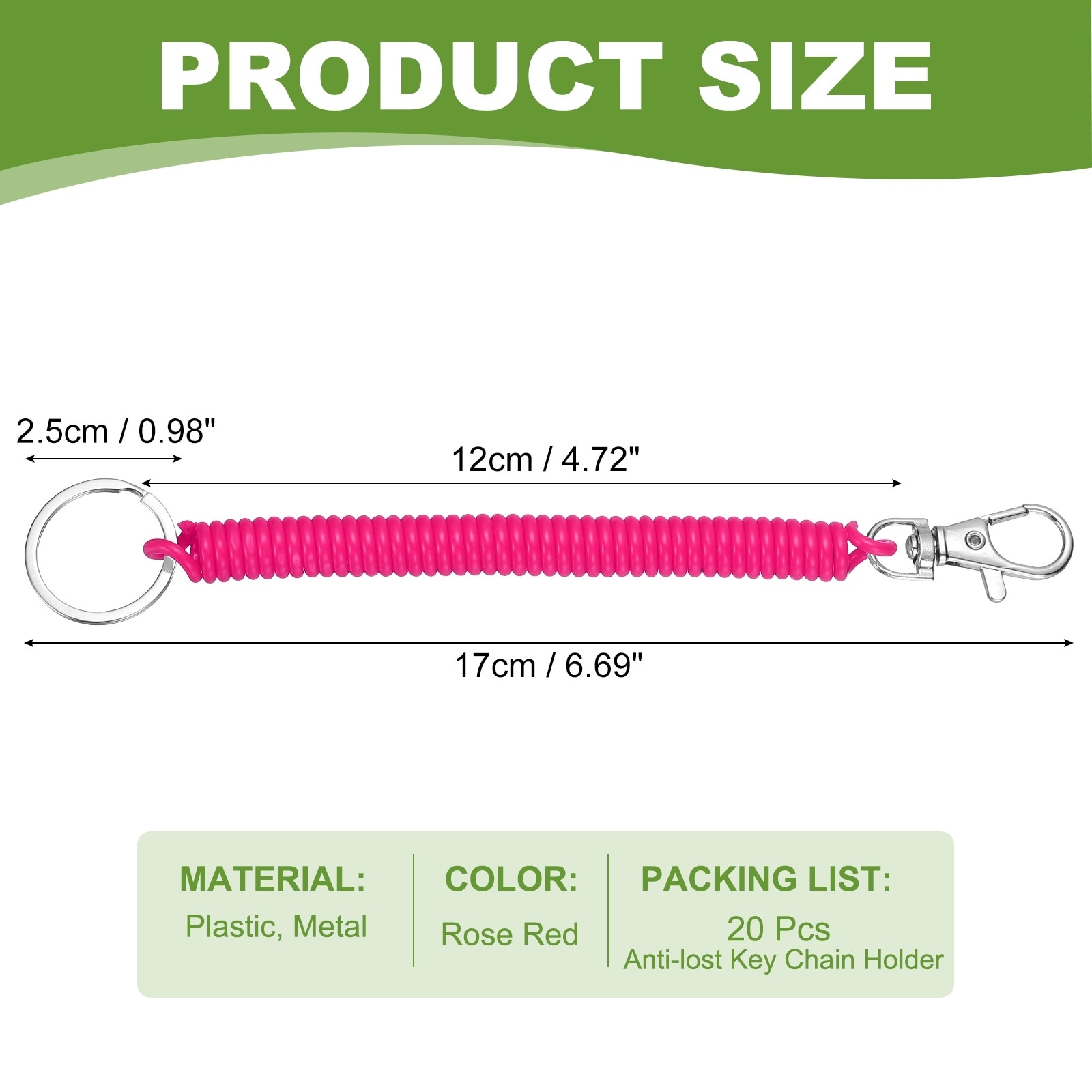 Retractable Coil Springs Keychain, Spiral Cord Coil Keychain, Anti-lost Key Chain Holder with Lobster Clasp