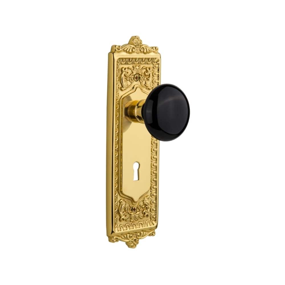 Nostalgic Warehouse Vintage Black Porcelain Privacy Door Knob Set with