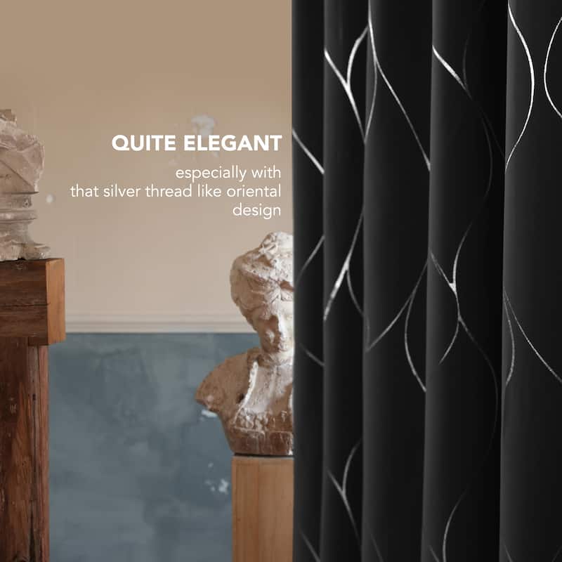 Deconovo Silver Line 42 Width Curtain Panel Pair (2 Panel)