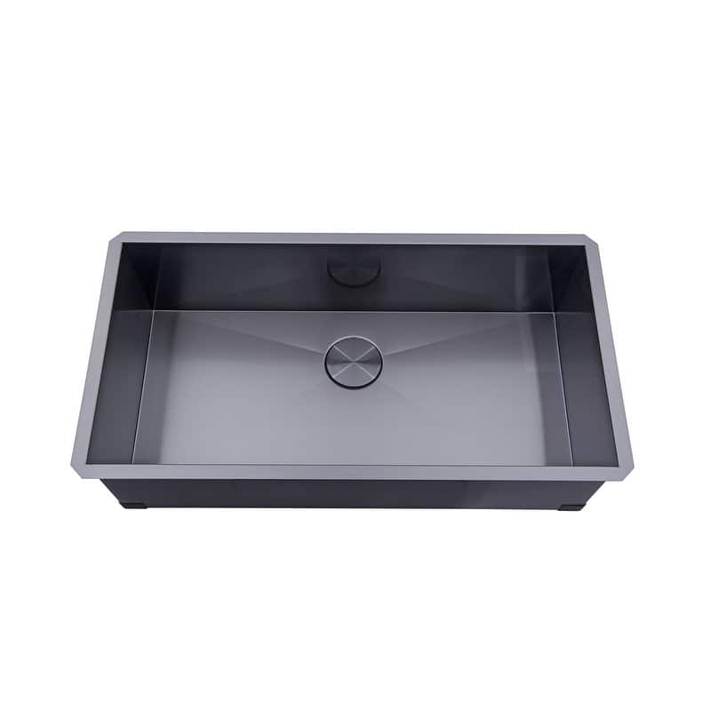 Kingsman 36 Inch Galaxy Black Matte Black Stainless Steel Undermount 16-Gauge Kitchen Sink Single Bowl