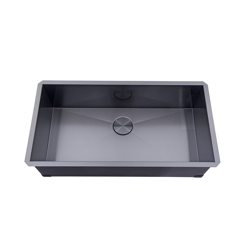 Kingsman 36 Inch Galaxy Black Matte Black Stainless Steel Undermount 16-Gauge Kitchen Sink Single Bowl