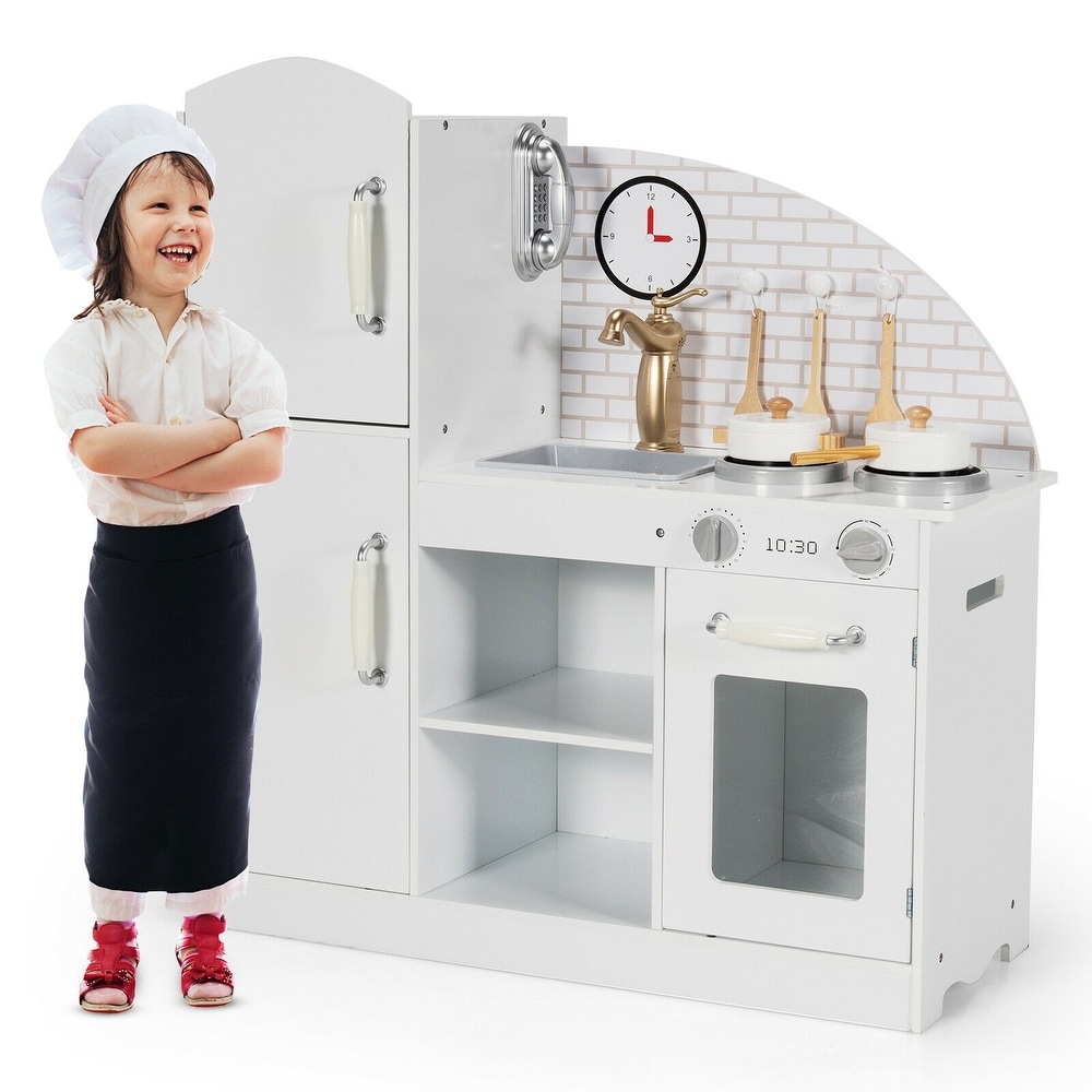 Kids Kitchen toy mini fridge refrigerator red pretend play set and  accessories