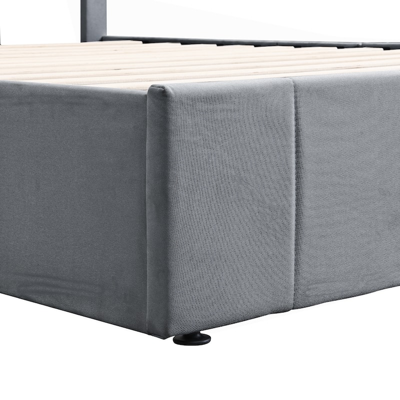 Linen Upholstered Platform Bed with a Hydraulic Storage System