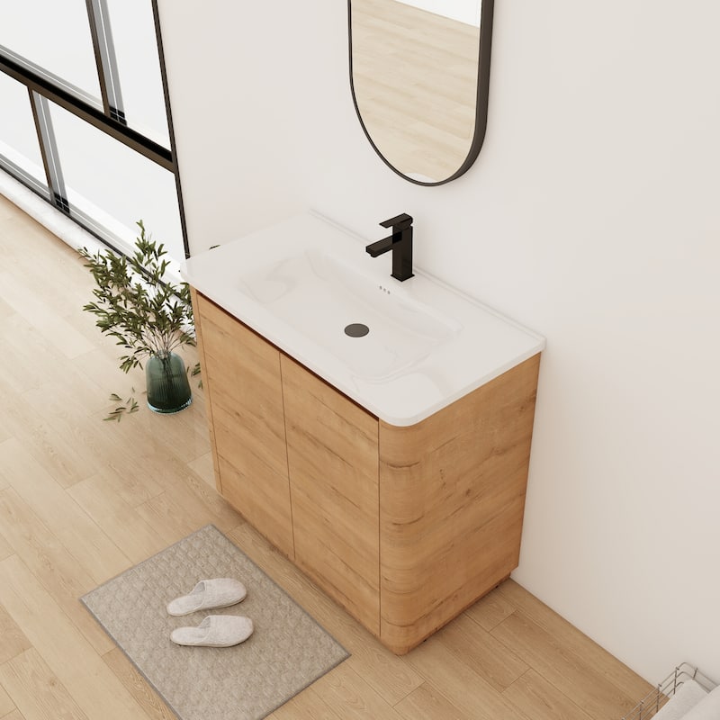 Bathroom Vanity With Sink In 36/40 Inch, Freestanding Bathroom Vanity With Soft Close Door and Adjustable Shelf