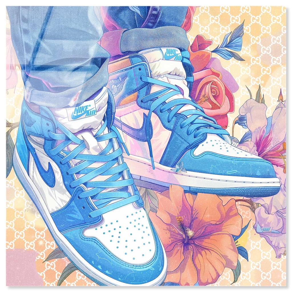 Sneakers in Bloom Acrylic by Art Remedy, Ready to Hang