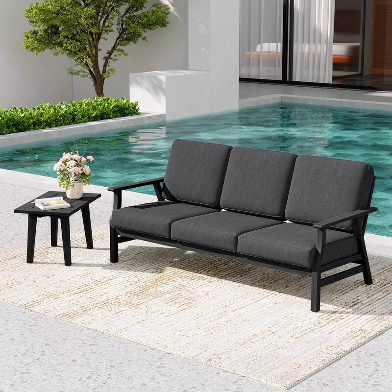 2-Piece Teak Outdoor Sofa Set with Table