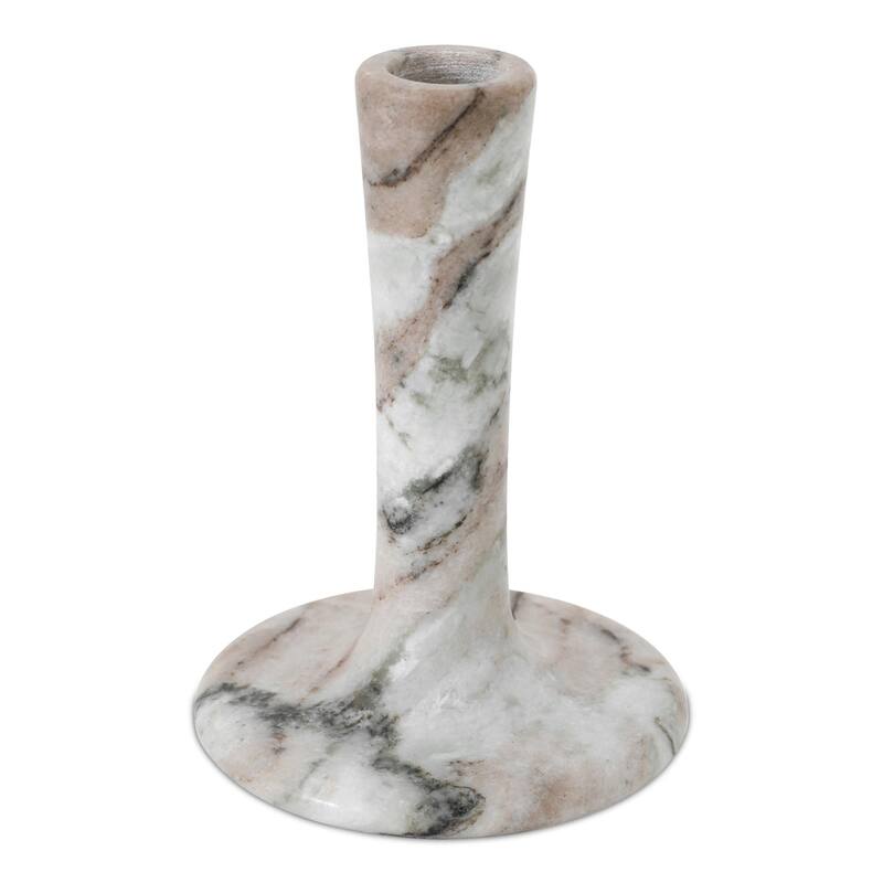 NADAAL STUDIOS Ira, Tall Candle Holder Solid Marble, Black Vein