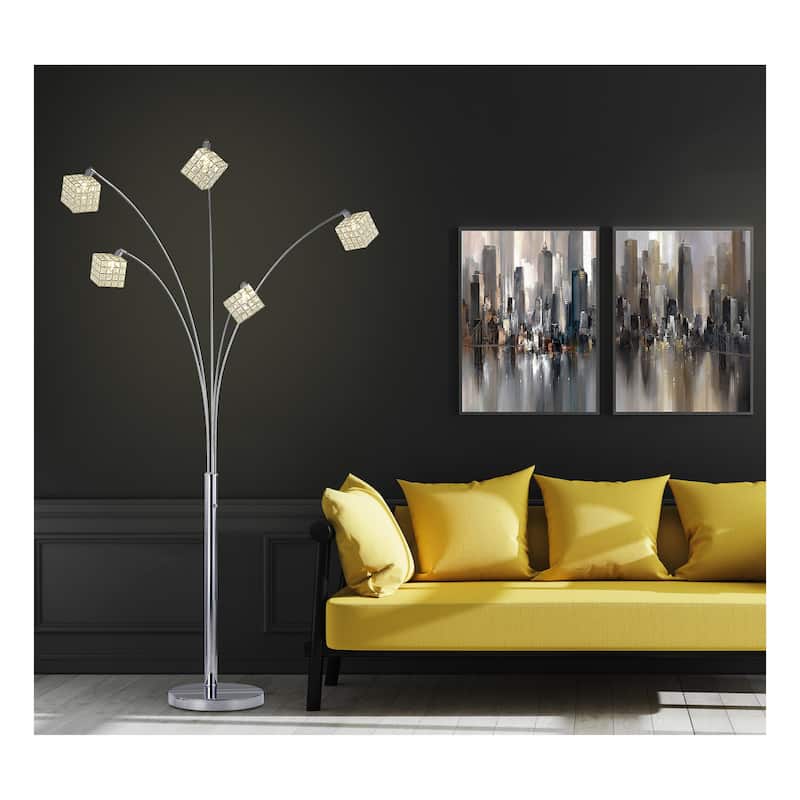 Princess Quan 83" LED Crystal Arch Floor Lamp With Dimmer - 83