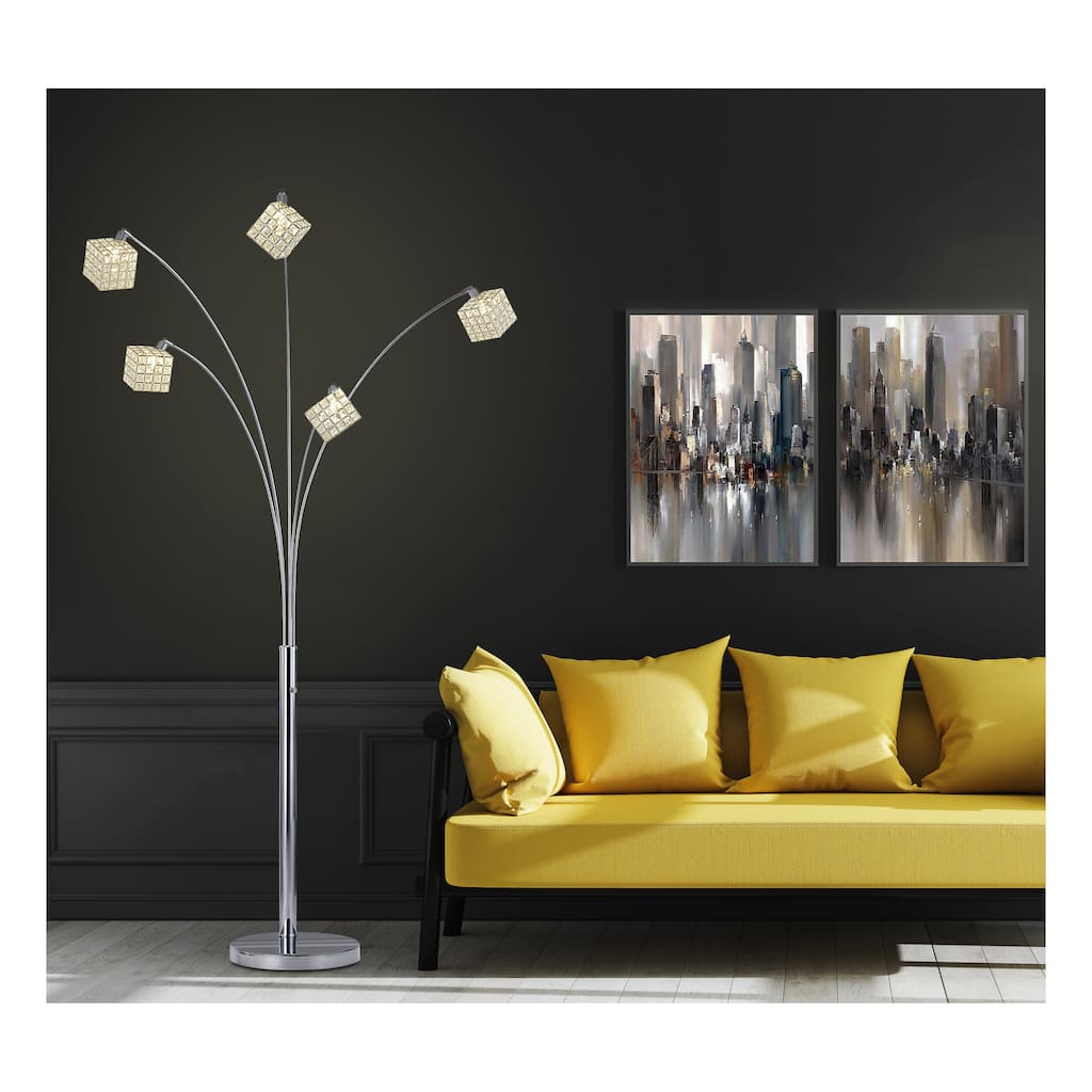 Princess Quan 83" LED Crystal Arch Floor Lamp With Dimmer - 83