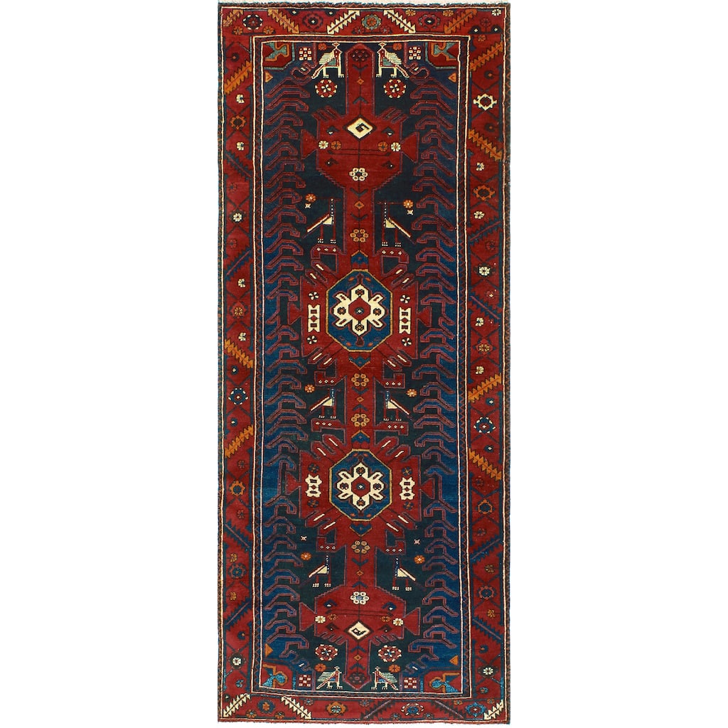 Fine Vintage Distressed Artis Charcoal/Red Runner - 3'10" x 9'11"