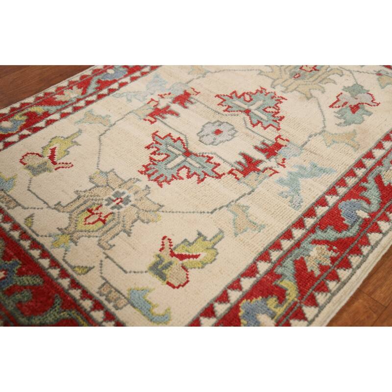 Geometric Kazak Accent Rug Handmade Wool Carpet - 2'0" x 3'0"