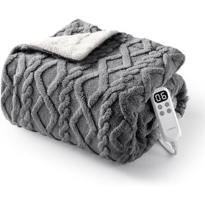 Heated Blanket Electric Throw Blanket, Tufted Sherpa Heating Lap Blanket