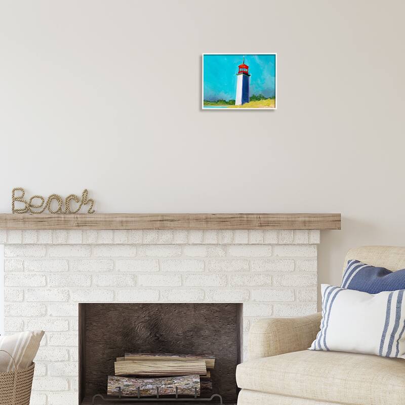 Stupell Vivid Blue Lighthouse Framed Giclee Art Design by Liz Jardine